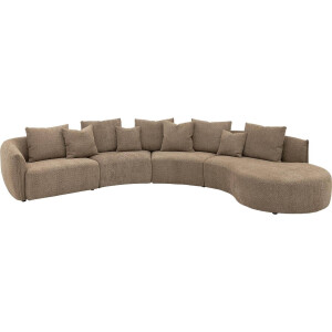 Goossens Bank Fay bruin, stof, 1,5-zits, stijlvol landelijk met chaise longue links