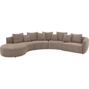 Goossens Bank Fay bruin, stof, 1,5-zits, stijlvol landelijk met chaise longue links