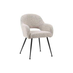 Goossens Eetkamerstoel Briggen beige stof met armleuning,