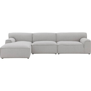 Goossens Excellent Elementenbank Sens bruin, stof, 1,5-zits, urban industrieel met chaise longue links