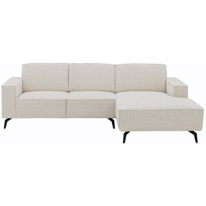 Goossens Hoekbank Hercules wit, stof, 2-zits, modern design met chaise longue rechts