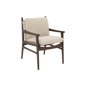 Goossens Stoel Alison met Massief Houten Frame wit stof met armleuning, modern design
