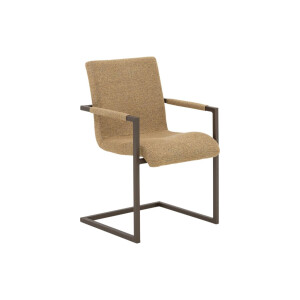 Goossens Stoel Sturdy geel stof met armleuning, urban industrieel