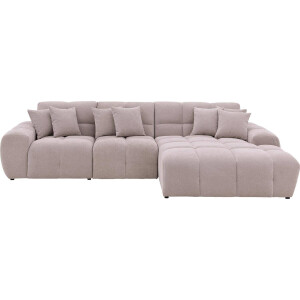 Goossens Excellent Bank Kubus beige, stof, modern design met chaise longue rechts