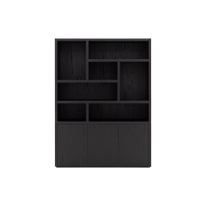 Goossens Buffetkast Barcelona, 3 deuren 7 open vakken (verticale layout), zwart eiken, 158 x 212 x 45 cm, stijlvol landelijk