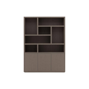 Goossens Buffetkast Barcelona, 3 deuren 7 open vakken (verticale layout), bruin eiken, 158 x 212 x 45 cm, stijlvol landelijk