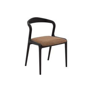 Goossens Stoel Laura met Massief Houten Frame bruin stof leuning,