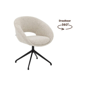 Goossens Stoel Babs beige stof graden draaibaar met armleuning, modern design
