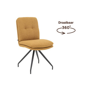 Goossens Eetkamerstoel Mirthe geel stof graden draaibaar leuning, modern design