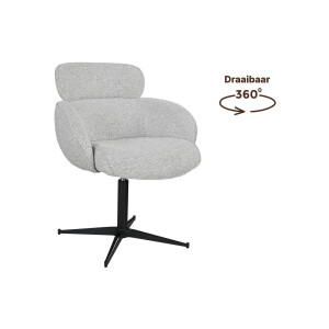 Goossens Eetkamerstoel Suus beige stof graden draaibaar met return functie met armleuning, modern design
