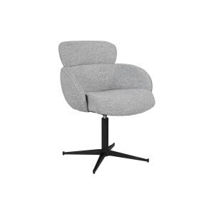 Goossens Eetkamerstoel Suus lichtgrijs stof graden draaibaar met return functie met armleuning, modern design