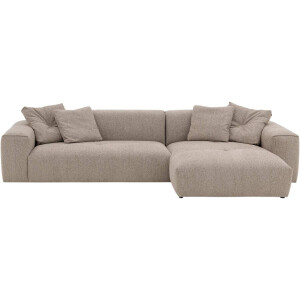 Goossens Bank Lago bruin, stof, met chaise longue rechts