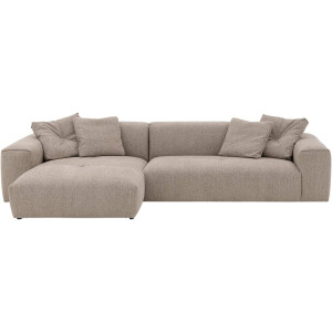 Goossens Bank Lago bruin, stof, met chaise longue links