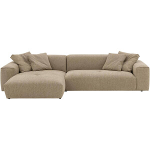 Goossens Bank Lago bruin, stof, met chaise longue links