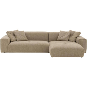Goossens Bank Lago bruin, stof, met chaise longue rechts