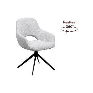 Goossens Stoel Bonna lichtgrijs stof graden draaibaar met returnfunctie met armleuning, modern design