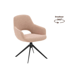 Goossens Stoel Bonna roze stof graden draaibaar met returnfunctie met armleuning, modern design