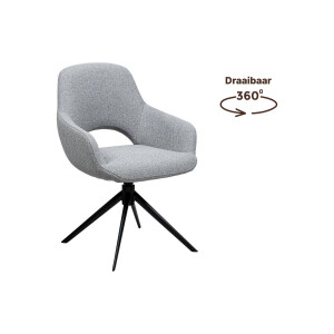 Goossens Stoel Bonna grijs stof graden draaibaar met returnfunctie met armleuning, modern design