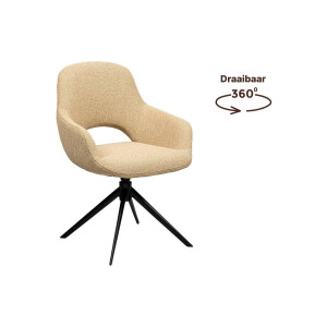 Goossens Stoel Bonna geel stof graden draaibaar met returnfunctie met armleuning, modern design