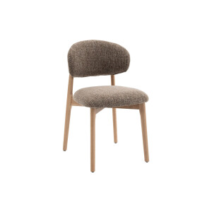 Goossens Eetkamerstoel Bessy met Massief Houten Frame bruin stof leuning,