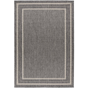 Padiro laagpolig vloerkleed - 60 x 110 cm - Zilverkleurig - Modern, Geometrisch patroon - Polypropyleen - binnen/buiten - vloerverwarming