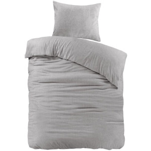 Dekbedovertrek Flanel Grijs Brienz - 140x200/220 cm - Super Zacht en Warm