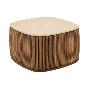 Goossens Salontafel Nova vierkant, mortex beige, stijlvol landelijk, 60 x 35 x 60 cm
