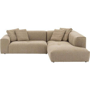 Goossens Bank Lago bruin, stof, met ligelement rechts