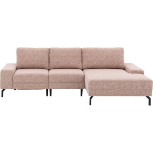 Goossens Bank Valdena roze, stof, met chaise longue rechts