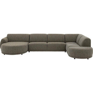 Goossens Bank Benk groen, stof, met chaise longue links
