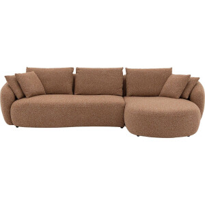 Goossens Hoekbank Ava rood, stof, 3-zits, met chaise longue rechts