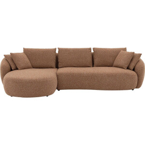 Goossens Hoekbank Ava rood, stof, 3-zits, met chaise longue links