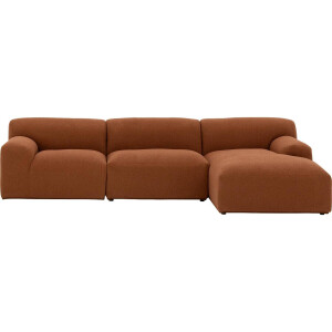 Goossens Excellent Elementenbank Sens bruin, stof, 1,5-zits, urban industrieel met chaise longue rechts