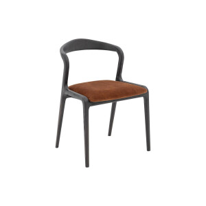 Goossens Stoel Laura met Massief Houten Frame bruin velvet stof leuning,