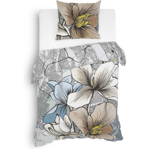 Heckett & Lane Hudson Dekbedovertrek - Twill - Eenpersoons - 140x200/220 cm - Sketch Grey