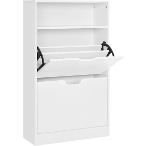 MAZAZU - Schoenenkast - 2 kleppen - Halmeubel - Wit - 60x24x102