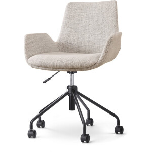 Nolon Nout-Eef Bureaustoel Beige Gemêleerd - Stof - Verstelbaar - Wielen - Zwart Onderstel - Lage Armleuning - Modern - Design - Comfortabel