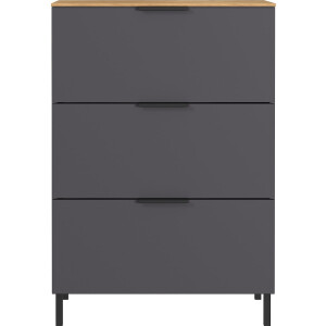 Ladekast Calista 68cm met 3 lades - antraciet/eik