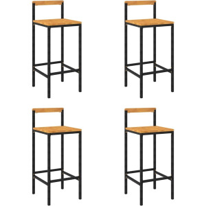 vidaXL - Barkrukken - 4 - st - poly - rattan - en - massief - acaciahout - zwart