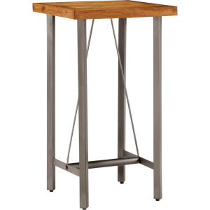 vidaXL Bartafel - 60x60x107 cm - Gerecycled Teakhout Bartafel - Industrieel Design - Teak Hout - Metalen Onderstel - Eetkamertafel
