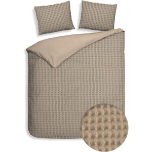 Heckettlane Dekbedovertrek Vafala - Effen Bedlinnen - 200x200-220 cm - Tweepersoons - Beige - Dekbedovertrek van Katoen