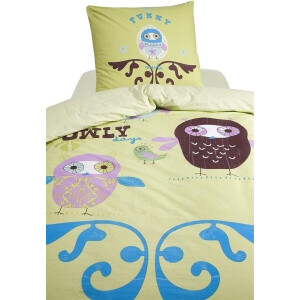 Damai Owly Dekbedovertrek - Eenpersoons - 140x200 cm - Green