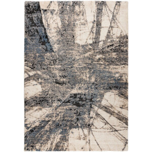 Padiro laagpolig vloerkleed 200 x 290 cm - blauw - modern abstract design - geschikt voor vloerverwarming - van polypropyleen en polyester