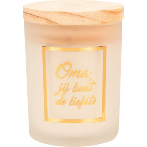 Geurkaars - Small scented candle - Oma, jij bent de liefste - Wit goud - 8x6x6cm