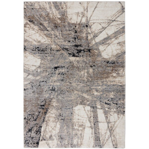 Padiro laagpolig vloerkleed 140 x 200 cm - grijs - modern abstract patroon - geschikt voor vloerverwarming - van polypropyleen en polyester