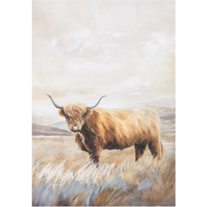 Schilderij handgeschilderd Schotse Hooglander 70x100x3,5cm | FK8341| HomeBound by KY | Stoer & Sober Woonstijl