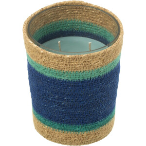 J-Line geurkaars Mand - Seaside Bliss - glas - blauw - medium - 55U