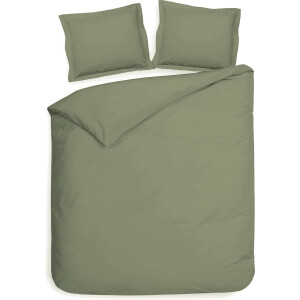 Heckettlane Laurel-Green Dekbedovertrek Punto 240x200-220 cm + 2 slopen 60x70 cm, gemaakt van 100% Katoen-Satijn