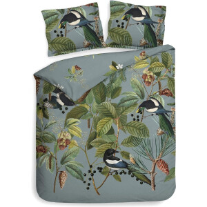 Heckettlane Dekbedovertrek Milan - Bedlinnen met print - 260x220 - Blauw - Dekbedhoes van 100% Katoen-Satijn