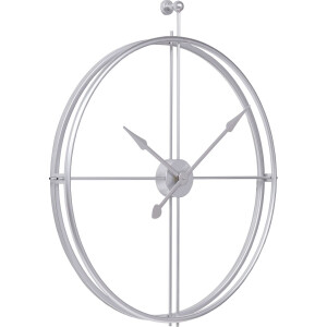 LW Collection XL Wandklok zilver 80cm - Grote wandklok zilverkleurig - minimalistische Industriële klok metaal - wandklok industrieel